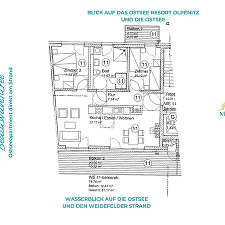 Beachwavethree- 2og, Barrierearm, Meerblick, Balkon, Kamin, Sauna *