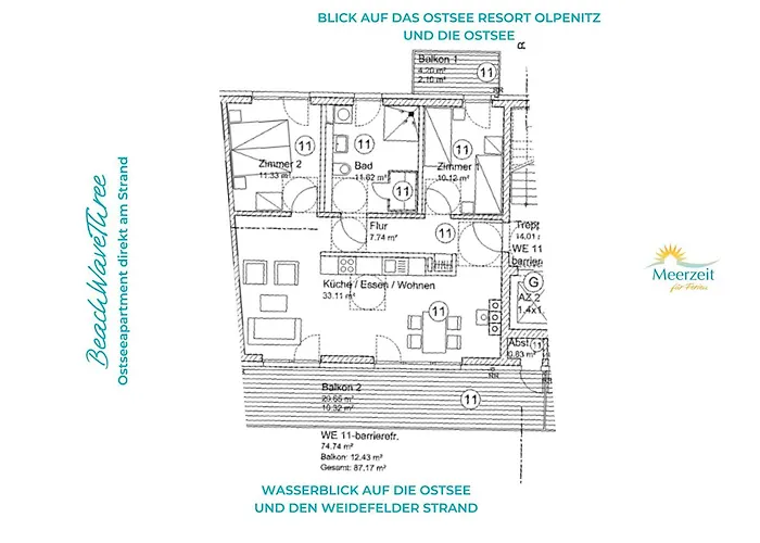 Beachwavethree- 2og, Barrierearm, Meerblick, Balkon, Kamin, Sauna *