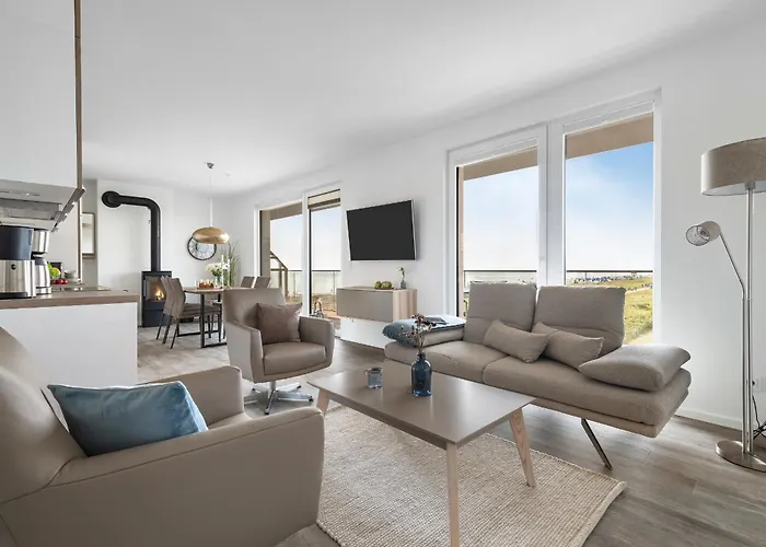 Beachwavethree- 2og, Barrierearm, Meerblick, Balkon, Kamin, Sauna * Olpenitz